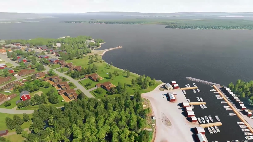 Bilden visar hur det skulle kunna se ut i området Kolkajen om man bygger hus på de nya tomterna vid vattnet.