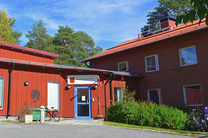 Skogsgläntans entré om sommaren.