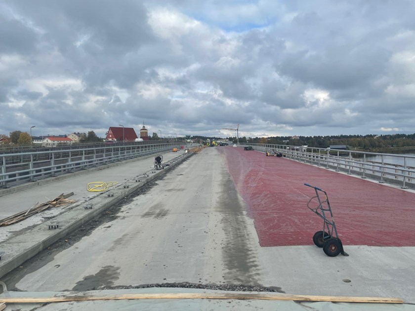 Byggarbeten på nya e4-bron. Foto: Trafikverket.
