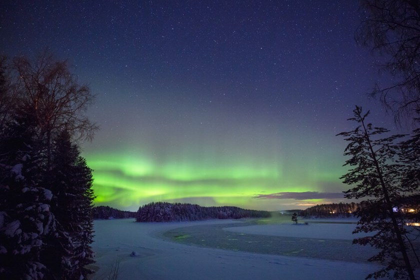 Norrsken på isvägen i Kalix. Foto: Matilda Mariadotter.