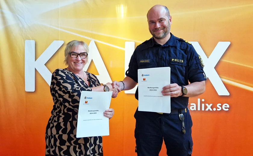 Susanne Andersson, kommunalråd Kalix kommun och Mikael Rova, lokalpolisområdeschef östra Norrbotten.