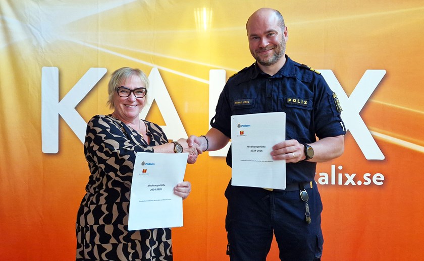 Susanne Andersson, kommunalråd Kalix kommun och Mikael Rova, lokalpolisområdeschef östra Norrbotten.