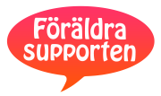 Föräldrasupportens logotyp. Pratbubbla i toner av orange och rosa.