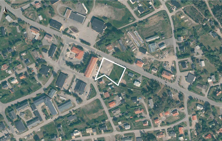 Översiktskarta, aktuellt område inringat i vitt