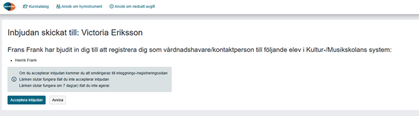 Bild på inbjudan som vårdnadshavare/kontaktperson.