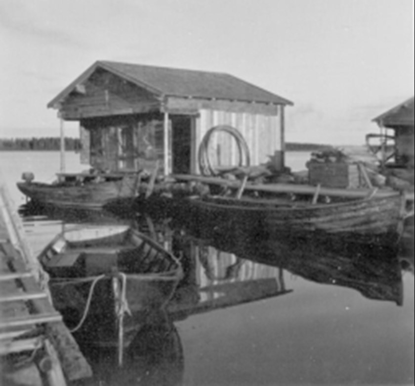 A boathouse with a landing spot for the boat.