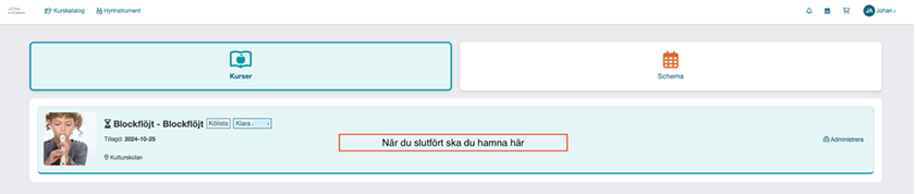 Exempelfönster på det som visas när du slutfört alla steg.