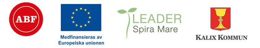 Logotyper för ABF, Medfinansiering av Europeiska unionen, Leader Spira Mare och Kalix kommun.