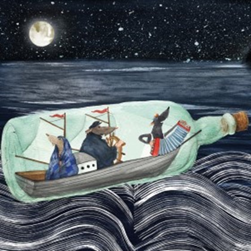 Det musikaliska havsäventyret kom öde ö rädd, Illustration av Fanny Felicia Svanberg.