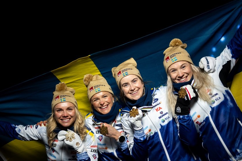 Sveriges guldmedaljörer från VM i skidor 2025. 